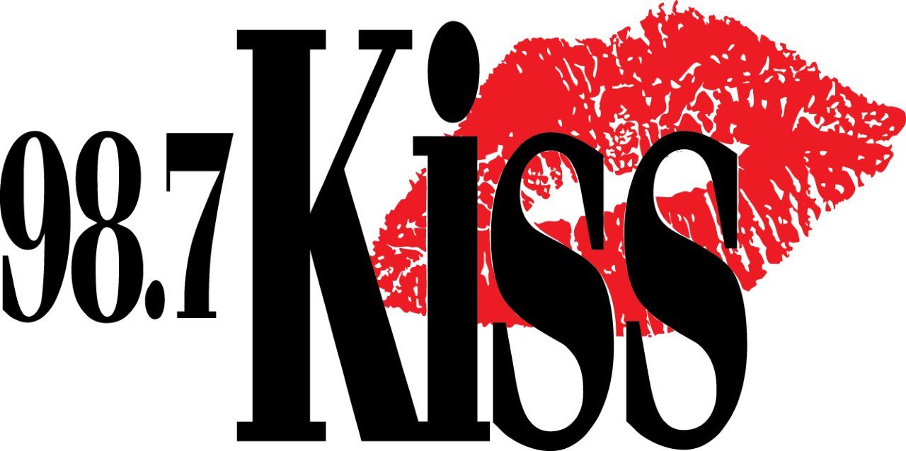 98.7 Kiss Banner with white background